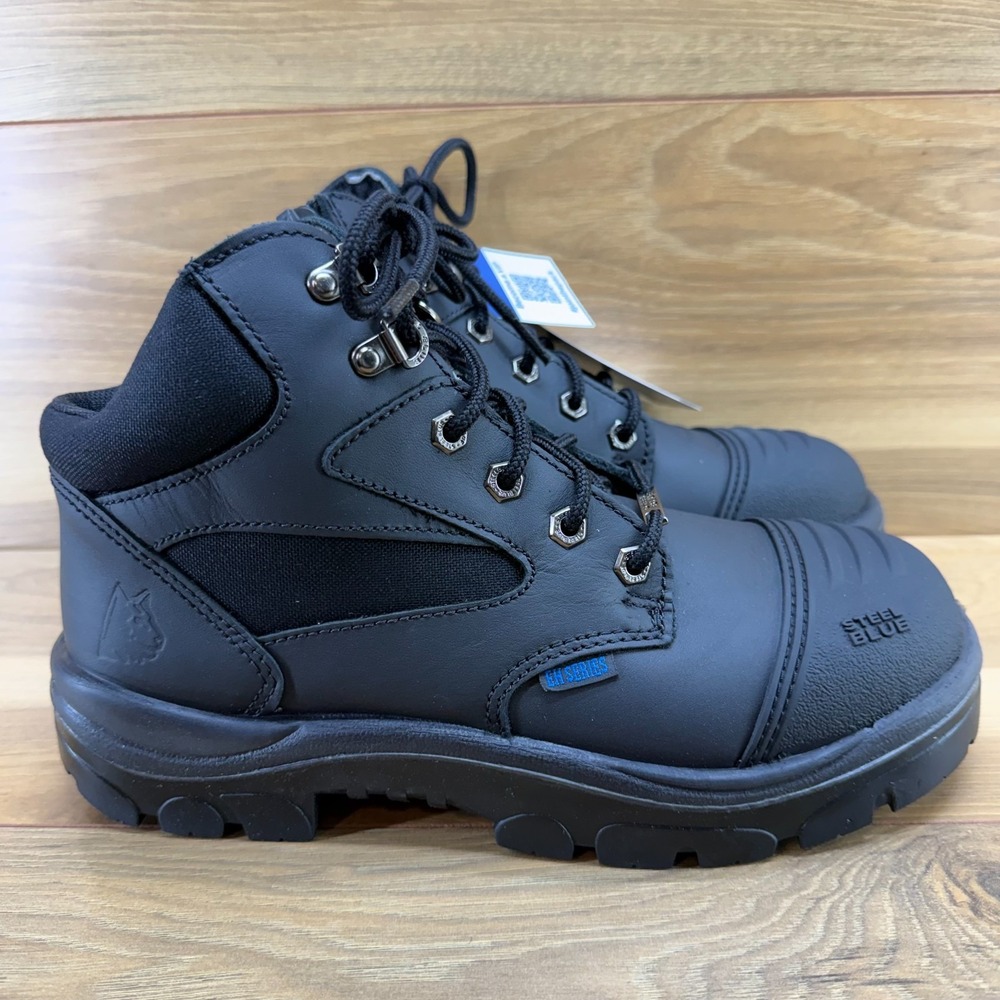 STEEL BLUE Parkes Zip EH Hard‎ Toe Mens Boot 9 Black Lace Up Slip Oil Resistant